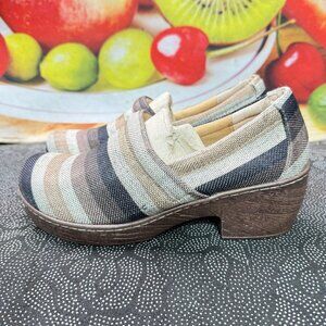 B.O.C. Born Concept Women's Striped Canvas Slip-On Clogs Size 9M